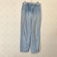 USPP ストレートパンツ　ジーパン　ライトブルー　猫刺繍　綿　ハイウエスト　F