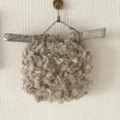 ハンドメイド 流木 タペストリー 羊毛 インテリア ウィービングタ グレージュ