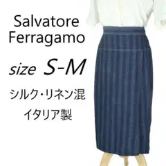 【イタリア製】サルヴァトーレフェラガモ シルク・リネン混 ラップ風スカート
