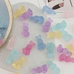 【AB38】うさぎビーズ　つや消し　カラフルミックス　26 個