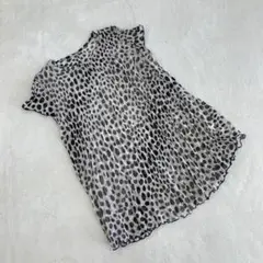 黒 白 ドット シフォン プリーツ チュニック