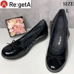 ✨未使用級✨ Re:getA リゲッタ パンプス リボン ブラック エナメル L
