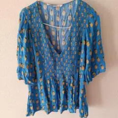 ZARA パイナップル柄 半袖トップス L