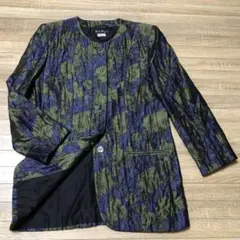 ★フェラガモ超希少!イタリー製美品*美しい青緑系光沢ロングジャケット
