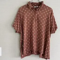 【やぶれ有り】UNIQLO ドット柄ブラウシャツ Lサイズ