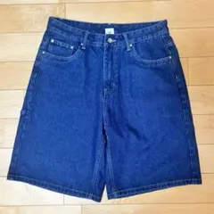 【古着】デニムワイドショーツ M ネイビー