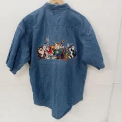 8.6◎S423P◎ルーニーテューンズ◎デニムシャツ◎キャラクター◎刺繍◎半袖
