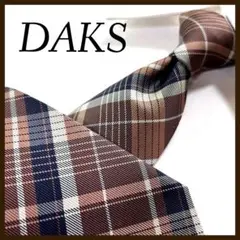 美品 ダックス ネクタイ シルク チェック柄 茶 クラシック