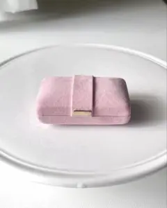 ジュエリーケース　ベルベット　ピンク　リングケース　ベロア　コンパクト