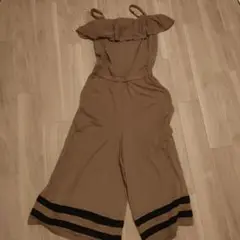 ブラウン オフショルダー オールインワン M