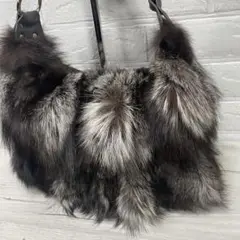 フォックスファーfox fur トートバッグ　ハンドバッグ　肩掛け　本革　レザー