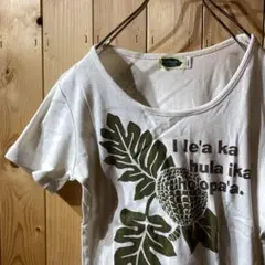 ss4269 Hula Hawaii プリント Tシャツ 白 M モンステラ