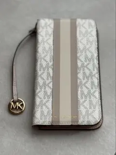 MICHAEL KORS 手帳型 iPhoneケース MK柄 ストラップ付