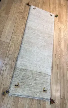 【夏のキャンペーン】ペルシャギャッベ ミニランナー　143×50 アイボリーヤギ