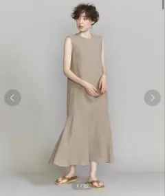 【美品】トリアセテート ノースリーブフレアワンピース