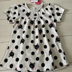 【110】半袖Tシャツ　ドット　黒猫