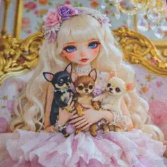 ①未使用　可愛い女の子パネル生地3枚です。