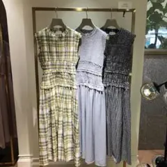 SNIDEL スナイデル　ギンガム　ロングワンピース　チェックシャーリング