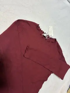 closet バーガンディ フリル長袖カットソー 140