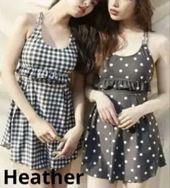 価格変更!!<Heather> 水玉模様のワンピース水着
