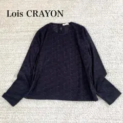 ロイスクレヨン 長袖ジャガードカットソー 花柄 シンプル ゆったり ストレッチ