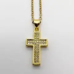 新品!ゴールド ネックレス クロスペンダント ジルコニア チョーカー チェーン
