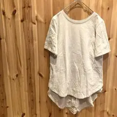 【ファーリー】Tシャツ　クルーネック　半袖　ドッキングシャツ　大人可愛い