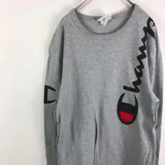 USA古着 チャンピオン champion ロンT グレー S デカロゴ