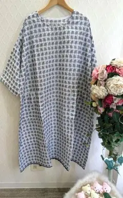 ハンドメイド作家　総刺繍　ロングワンピース　L〜LL　新品