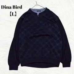 美品✨️Dina Bird　ディナバード【L】チェック柄ハーフジップスウェット