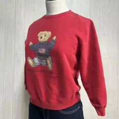 90s 希少 ラルフローレン トレーナー ポロベア スウェット 可愛い 赤