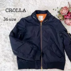 【美品】クローラ ブルゾン スパンコールカラー 春 ダブルジッパー ブラック36