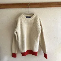 Guernsey Woollens クルーネックセーター アイボリー/レッド
