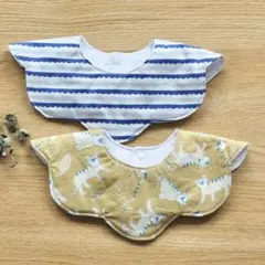 ハンドメイド　花びらスタイ　2枚セット　男の子　もくもくスタイ　No.13
