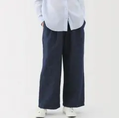 今季　無印良品　コットンリネンデニム　イージーワイドパンツ　Sサイズ