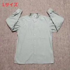 ⭐ユニクロ　ストライプスタンドカラーシャツ Lサイズ