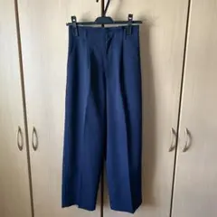 ネイビー ワイドパンツ ウエストゴム