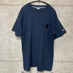 Championビッグ目玉刺繍ロゴ　ゆるだぼTシャツ ネイビー サイズL