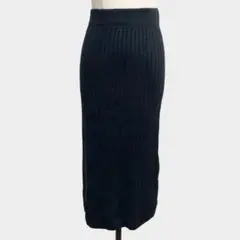 【美品】リブタイトスカート スリット入り ブラック レディース