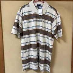 90s old uniqlo 茶 ポロシャツ ボーダー デッドストック 紺タグ