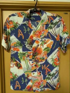 美品 Lサイズ SUN SURF マッキントッシュメニュー柄紺 サンサーフ