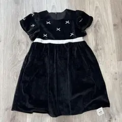 io sono mao moderato リボンモチーフ半袖ベロアワンピース