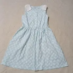 Lili Lundi 水色 チェック柄 夏用ワンピース 150