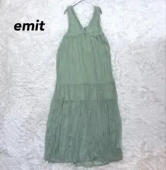【エミット】プリーツワンピース ライトグリーン M ノースリーブ 新品タグ付き