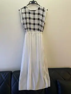 ノースリーブチェック柄ロングワンピース