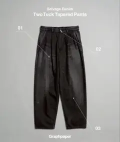 Selvage Denim Two Tuck Tapered Pants