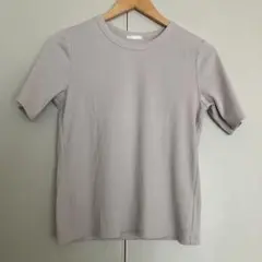 GU リブ編み 半袖Tシャツ M ライトベージュ