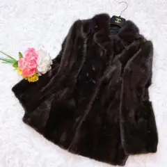 極美品✨ブラックジュエル リアルファーコート 逆毛 毛皮 ブラック 11号