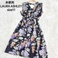 未使用　LAURA ASHLEY　カシュクールワンピース 花柄 リボン シルク