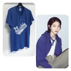 【80s】稀少デザイン ヘンリー Ｔシャツ ブルー 在原みゆ紀